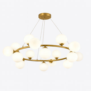 Lampadario contemporaneo in metallo bronzo 18 sfere con attacco G9