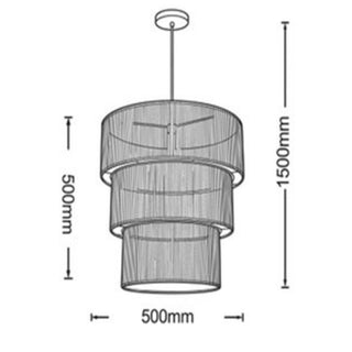 Lampadario intrecciato 3 livelli in corda di carta 150x50 cm E27