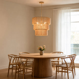 Lampadario intrecciato 3 livelli in corda di carta 150x50 cm E27