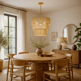 Lampadario intrecciato 3 livelli in corda di carta 150x50 cm E27