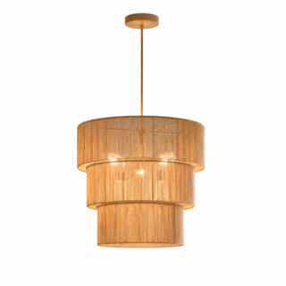 Lampadario intrecciato 3 livelli in corda di carta 150x50 cm E27