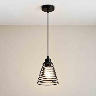 Lampadario a sospensione nero in metallo a spirale stile industriale E27
