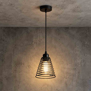 Lampadario a sospensione nero in metallo a spirale stile industriale E27
