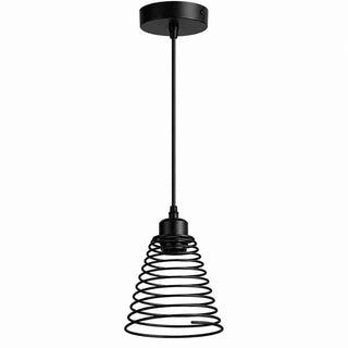 Lampadario a sospensione nero in metallo a spirale stile industriale E27