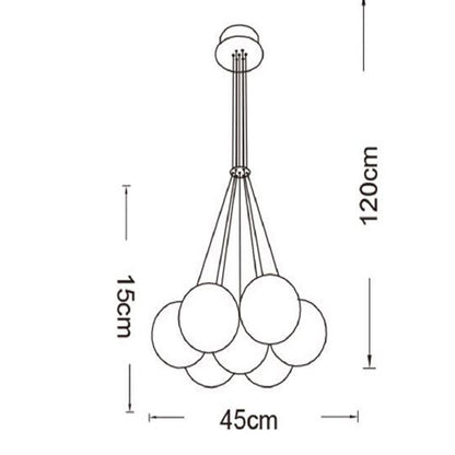 Lampadario a sospensione bronzo lampada minimal da soffitto con sette sfere attacco G9