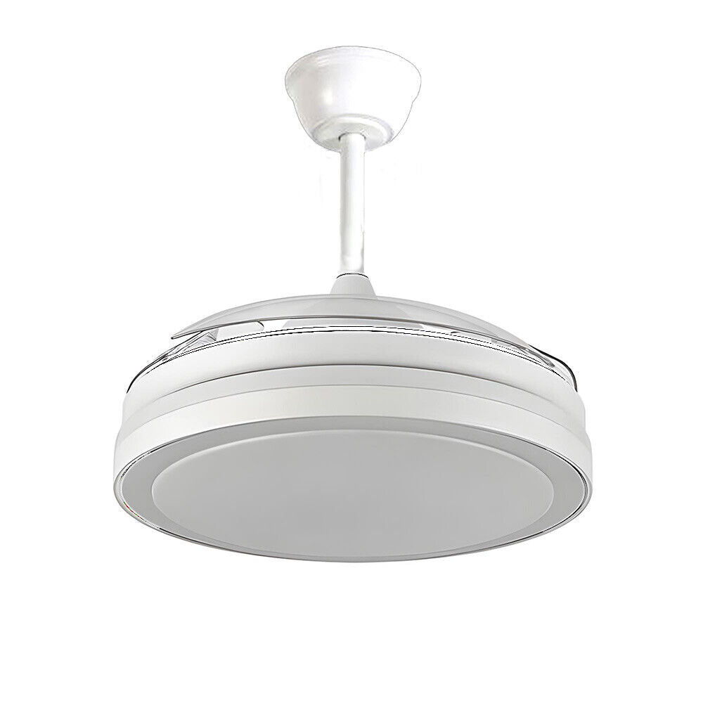 Lampadario da soffitto a led 56 watt con ventilatore da 30 watt tre colorazioni di luce fredda calda naturale elice richiudibile con telecomando