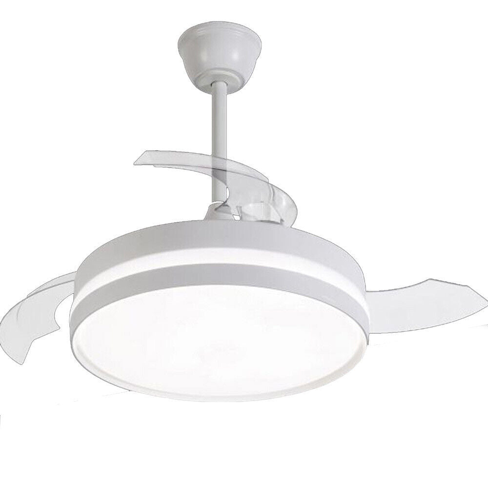 Lampadario da soffitto a led 56 watt con ventilatore da 30 watt tre colorazioni di luce fredda calda naturale elice richiudibile con telecomando