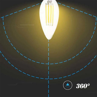 Lampadina led filamento vetro forma candela E14 4W  6500k 3000k 4000k