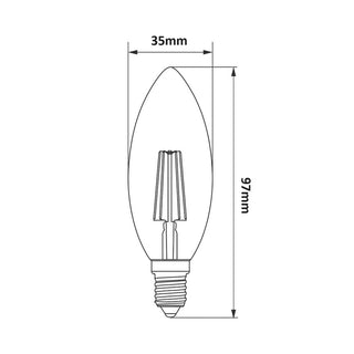 Lampadina led filamento vetro forma candela E14 4W  6500k 3000k 4000k