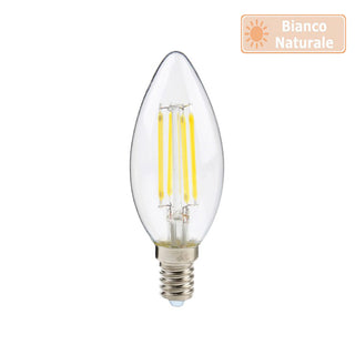 Lampadina led filamento vetro forma candela E14 4W  6500k 3000k 4000k