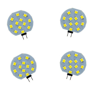 Set 4 Lampadina tonda a piastra 12 led G4 2W luce 6500k 3000k 4000k