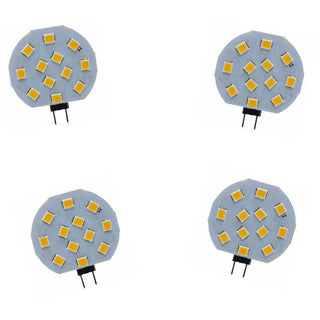 Set 4 Lampadina tonda a piastra 12 led G4 2W luce 6500k 3000k 4000k