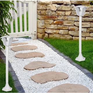 Lampione giardino 86 cm lanterna  con attacco E27 grigio e bianco IP44
