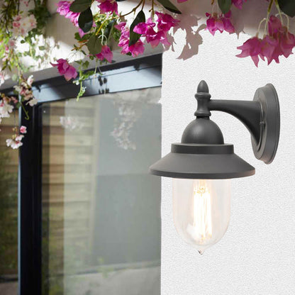 Lanterna da parete applique per giardino facciate terrazzo stile retrò lampada da muro grigio e bianco  E27 IP44