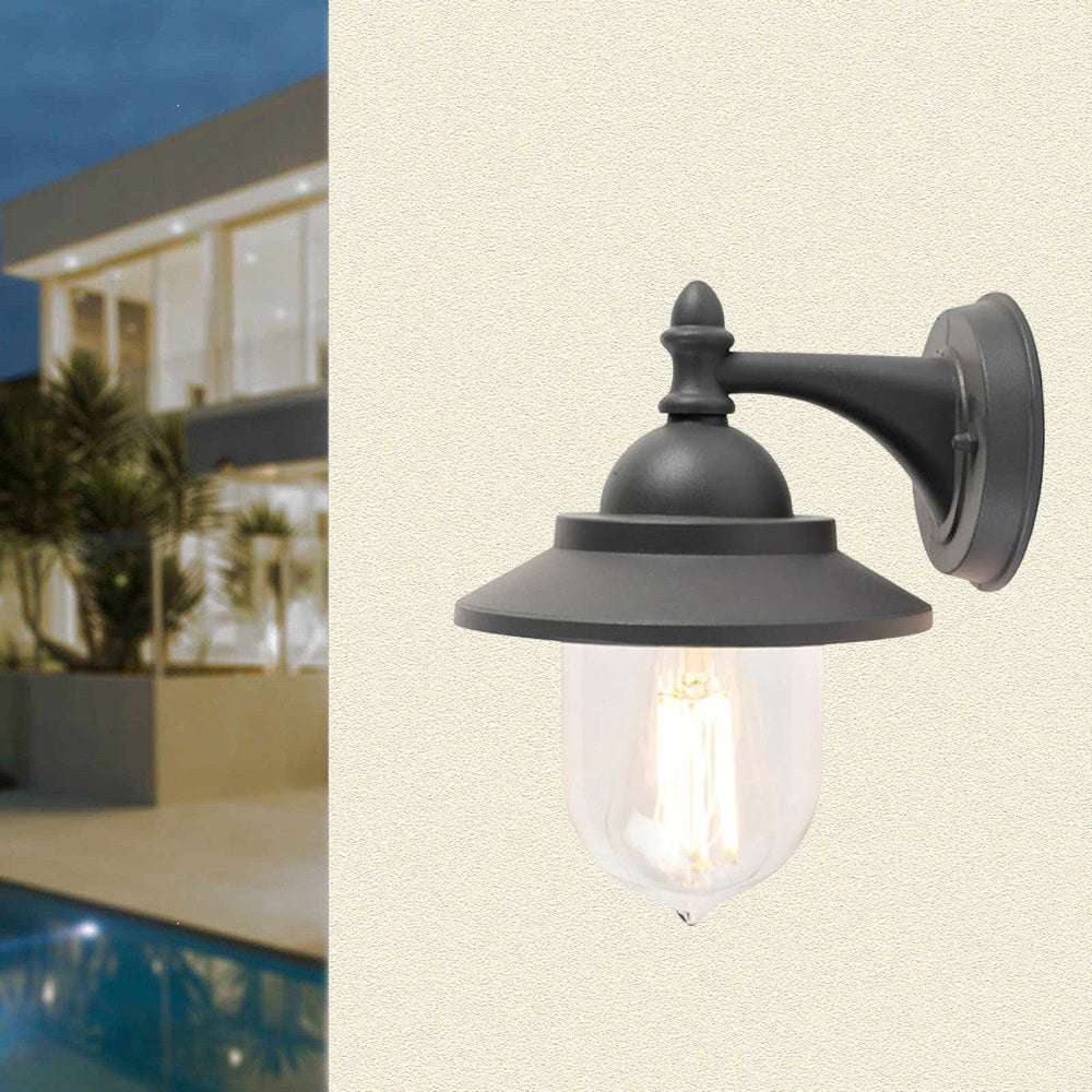 Lanterna da parete applique per giardino facciate terrazzo stile retrò lampada da muro grigio e bianco  E27 IP44