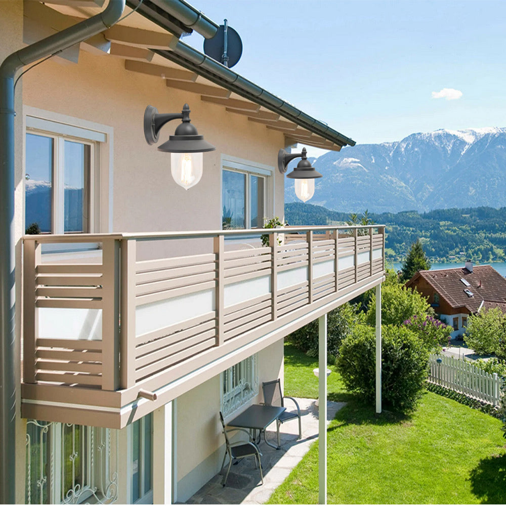 Lanterna da parete applique per giardino facciate terrazzo stile retrò lampada da muro grigio e bianco  E27 IP44