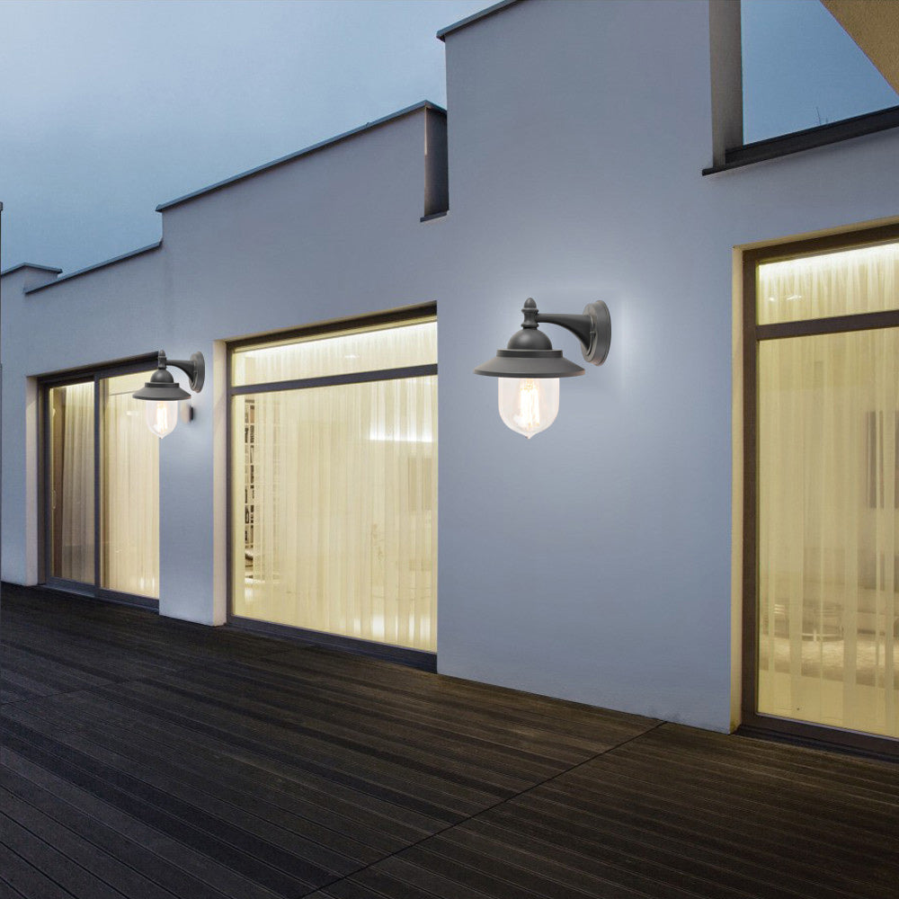 Lanterna da parete applique per giardino facciate terrazzo stile retrò lampada da muro grigio e bianco  E27 IP44