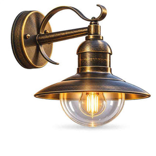 Lanterna da parete stile retrò in alluminio bronzo antico E27 IP44