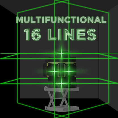 Livella laser autolivellante 16 linee luce verde doppia batteria rotante 360° verticale e orizzontale strumento di misurazione con telecomando accessori