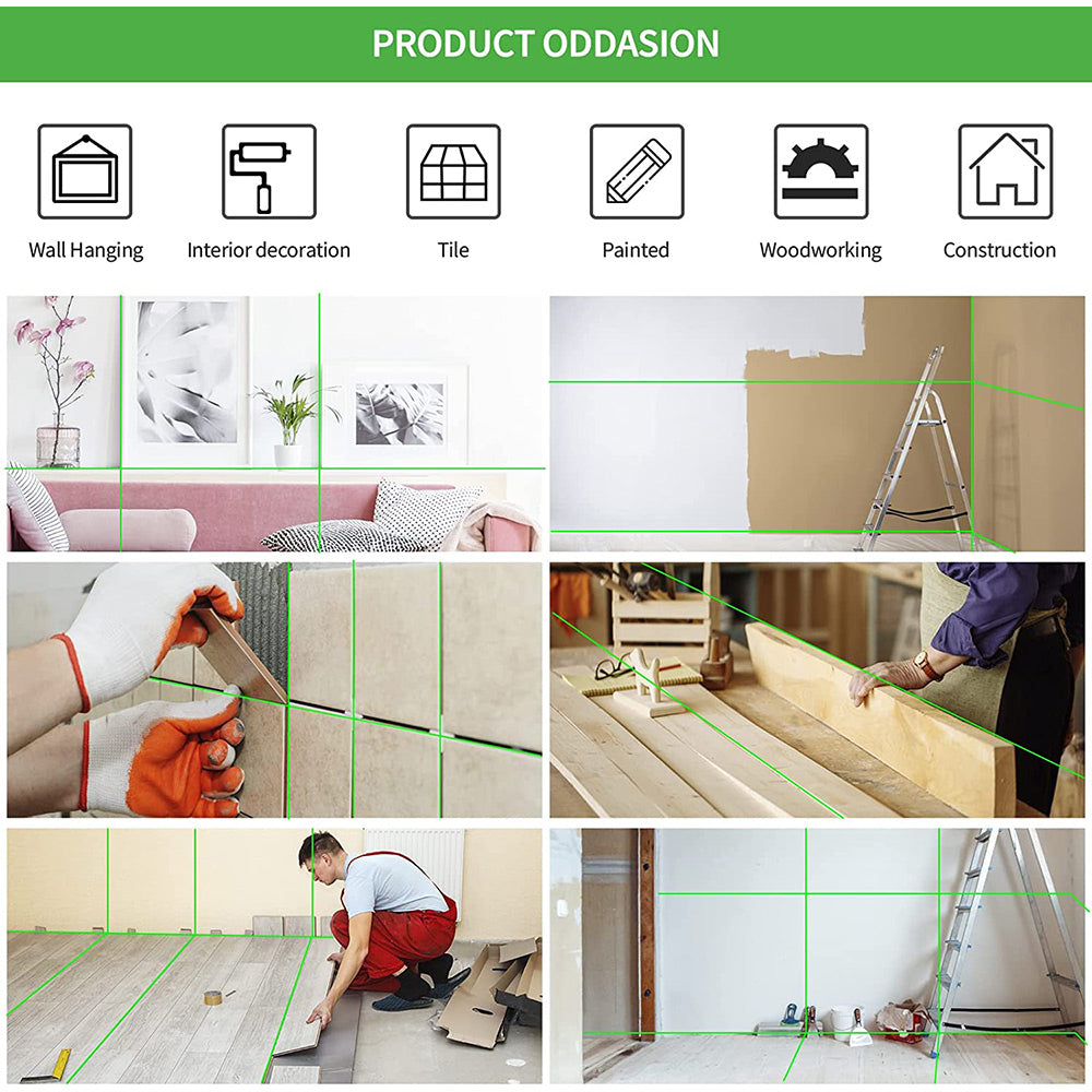 Livella laser autolivellante 16 linee luce verde doppia batteria rotante 360° verticale e orizzontale strumento di misurazione con telecomando accessori