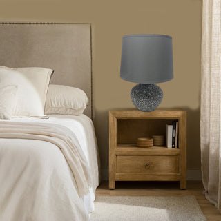 Lume in ceramica lumetto da comodino con base effetto marmo E14