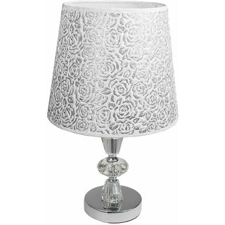 Lume moderno da comodino in acciaio cromato decorato glitter argento