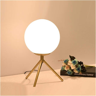 Lampada da tavolo bronzo treppiedi con sfera opaca lume G9