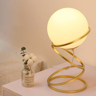 Lampada da tavolo lume in metallo bronzo con una sfera opaca G9