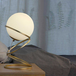 Lampada da tavolo lume in metallo bronzo con una sfera opaca G9