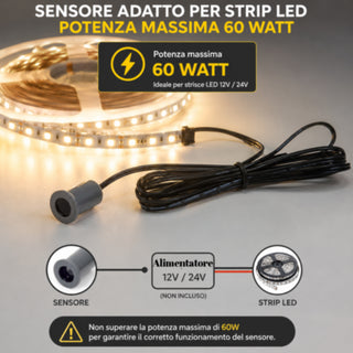 Sensore interruttore movimento per luci strip led pulsante 12/24V