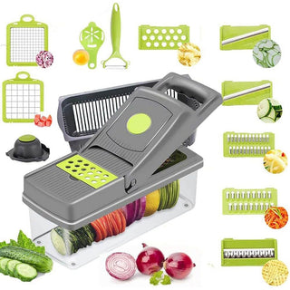 Mandolina affetta verdure contenitore multifunzione con 8 lame