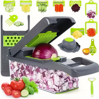Mandolina affetta verdure contenitore multifunzione con 8 lame