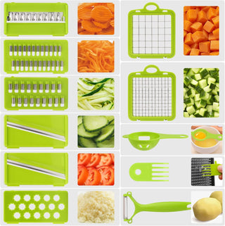 Mandolina affetta verdure contenitore multifunzione con 8 lame