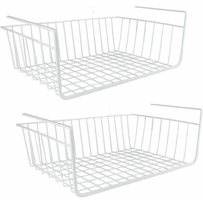 Mensola sotto scaffale cesta 2 pezzi organaizer porta oggetti in metallo cestello sottoripiani salva spazio cassetto 35x8,7x22 cm