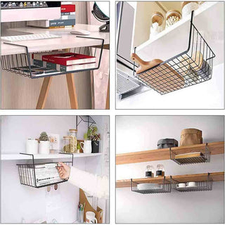 Mensola sotto scaffale 2 pezzi in metallo sottoripiani 35x8,7x22 cm