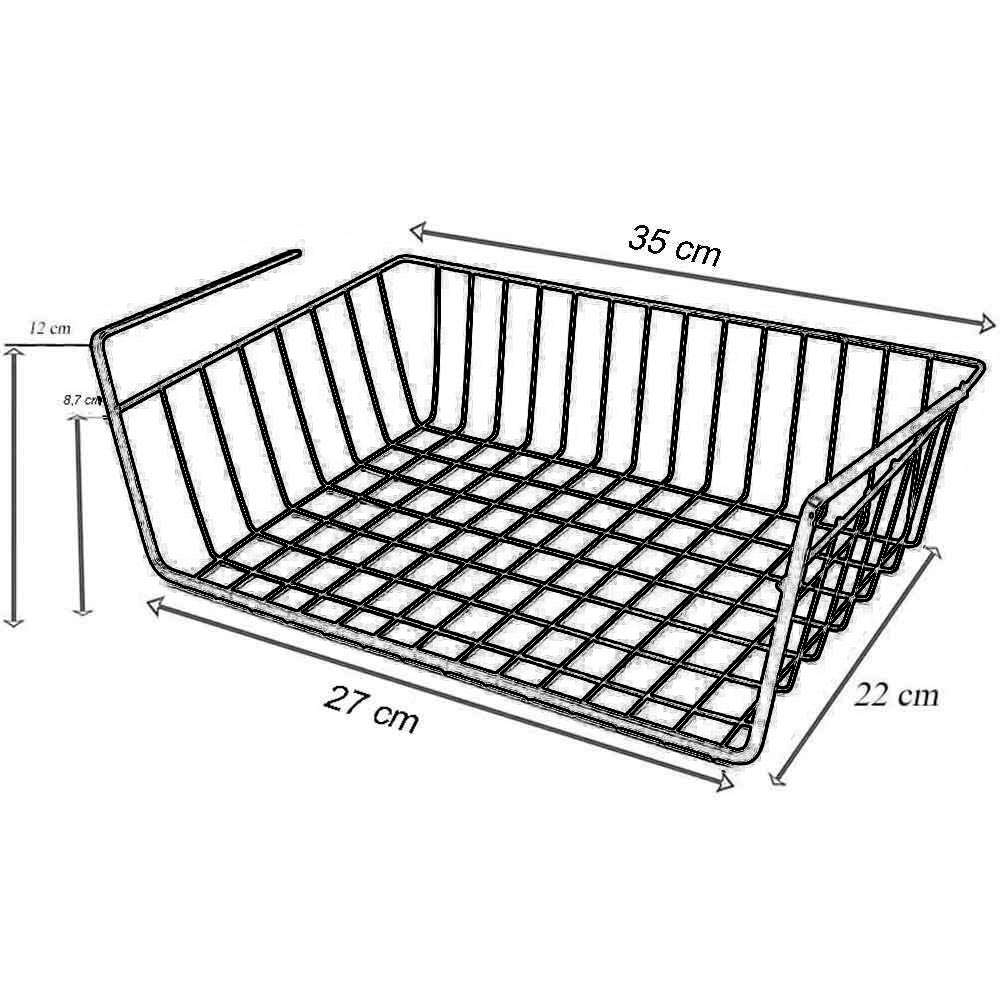 Mensola sotto scaffale cesta 2 pezzi organaizer porta oggetti in metallo cestello sottoripiani salva spazio cassetto 35x8,7x22 cm