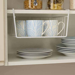 Mensola sotto scaffale 2 pezzi in metallo sottoripiani 35x8,7x22 cm