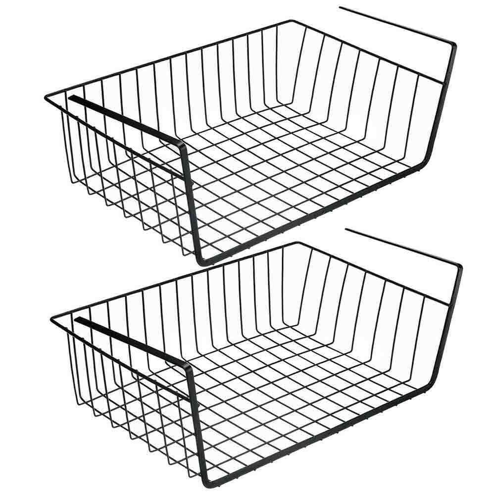 Mensola sotto scaffale cesta 2 pezzi organaizer porta oggetti in metallo cestello sottoripiani salva spazio cassetto 35x8,7x22 cm