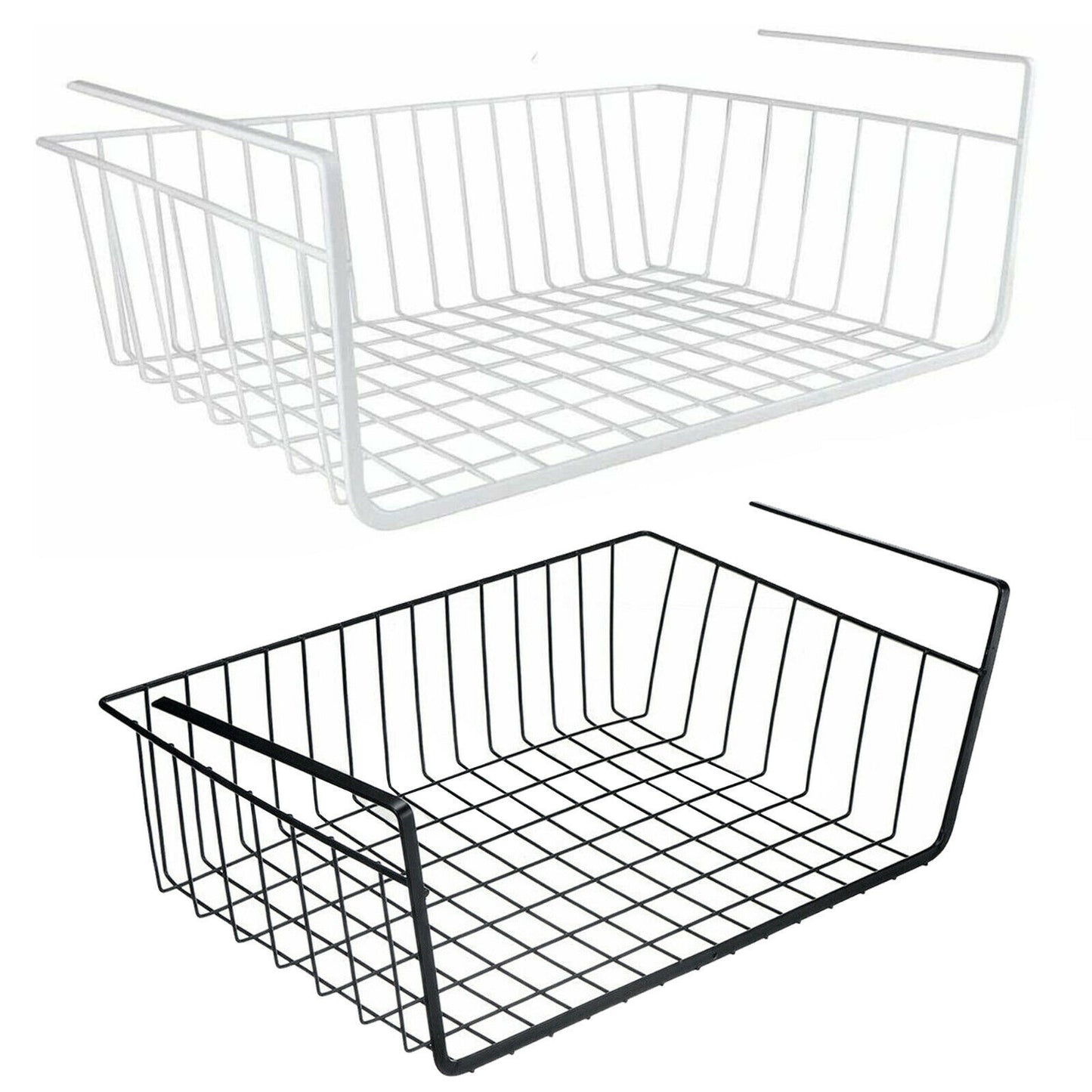 Mensola sotto scaffale cesta 2 pezzi organaizer porta oggetti in metallo cestello sottoripiani salva spazio cassetto 35x8,7x22 cm