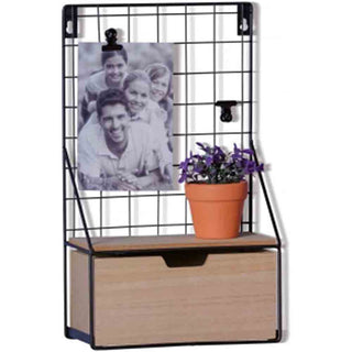 Mensola ferro 1 ripiano 1 cassetto in legno MDF stile industriale