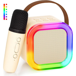 Cassa bluetooth con luci rgb x karaoke 1 o 2 microfoni modifica voce