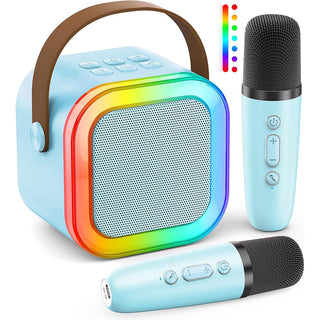 Cassa bluetooth con luci rgb x karaoke 1 o 2 microfoni modifica voce