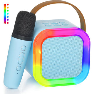 Cassa bluetooth con luci rgb x karaoke 1 o 2 microfoni modifica voce
