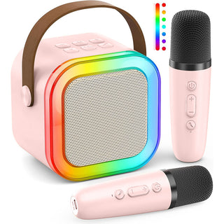 Cassa bluetooth con luci rgb x karaoke 1 o 2 microfoni modifica voce