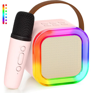Cassa bluetooth con luci rgb x karaoke 1 o 2 microfoni modifica voce