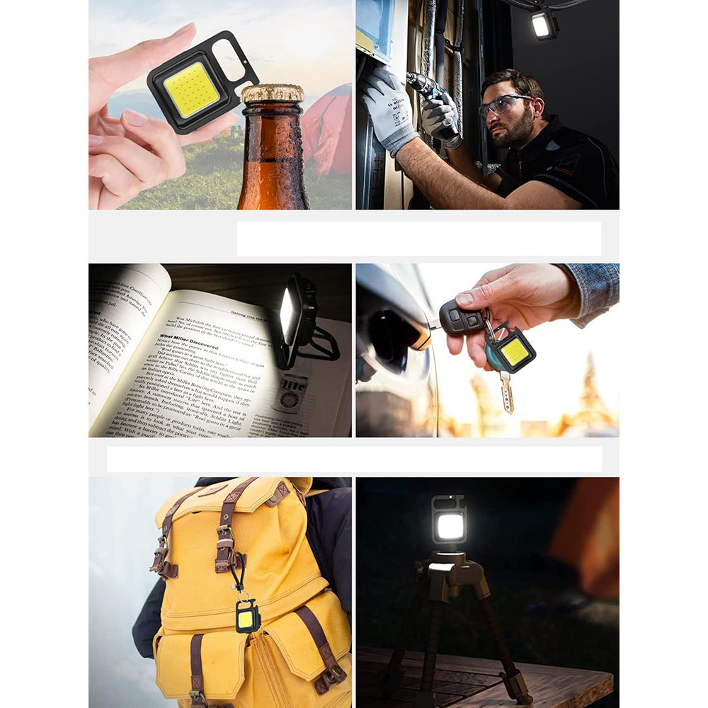 Torcia tascabile led cob multifunzione ricaricabile tre modalità di luce torcetta portachiavi calamitata apribottiglia