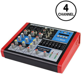 Mixer audio professionale 4 canali 2 ingressi microfono XLR phantom