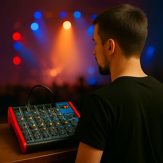 Mixer audio professionale 6 canali 4 ingressi microfono XLR phantom