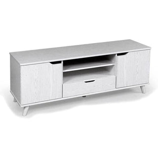Mobile madia moderno mobiletto porta tv rovere bianco 140x40x50 cm