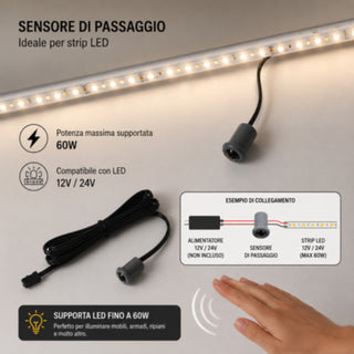 Sensore interruttore  infrarossi di passaggio PIR 12/24v